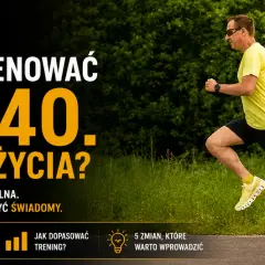 Mężczyzna w żółtej koszulce biegnie, pokazując, co daje bieganie po 40. roku życia.