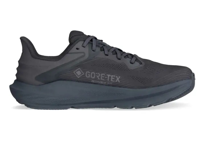 Szary but biegowy Altra Torin z technologią Gore-Tex Invisible Fit, idealny na deszczowe dni.