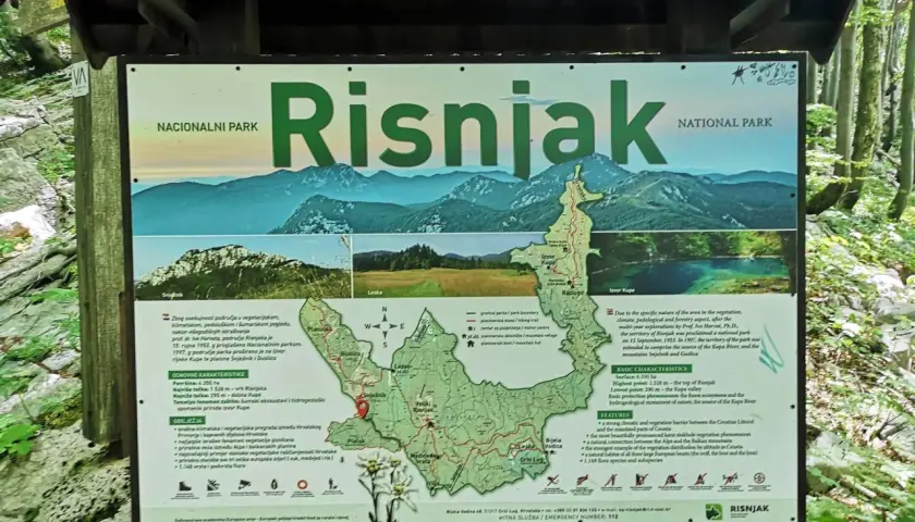 Park narodowy Risnjak: mapa z krajobrazami, szczytami i rzekami. Informacje o przyrodzie i cechach parku.